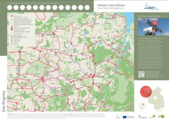 Vorschaubild Radkarte Block B im Bereich der Ostprignitz mit eingezeichneten Radwegen und Tourenempfehlungen im Bereich Pritzwalk, Wittstock, Heiligengrabe, Meyenburg, Freyenstein