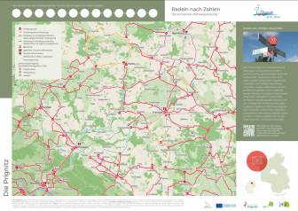 Vorschaubild Radkarte Block C mit eingezeichneten Radwegen und Tourenempfehlungen im Bereich perleberg, Pritzwalk, Wolfshagen, Putlitz, Meyenburg