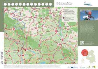Vorschaubild Radfahrkarte Block D mit eingezeichneten Radwegen und Tourenempfehlungen in der Südprignitz rund um Bad Wilsnack, Plattenburg, Rühstädt, Havelberg, Kyritz, Wusterhausen und Neustadt