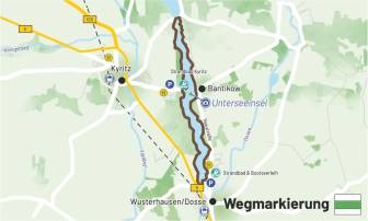Vorschaubild Wanderung, Wandern, Karte, Wanderkarte, Seerundweg rund um den Untersee im Dosse-Seen-Land in der Ostprignitz-Ruppin, vom Strandbad Kyritz über Bantikow und dem Strandbad Wusterhausen, grün weiß markiert