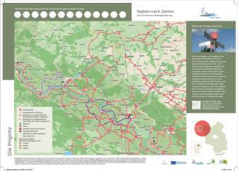Vorschaubild Radfahrkarte Block A mit eingezeichneten Radwegen und Tourenempfehlungen im Bereich Dömitz, Lenzen, Wittenberge, Perleberg, Bad Wilsnack und Rühstädt (Westprignitz)